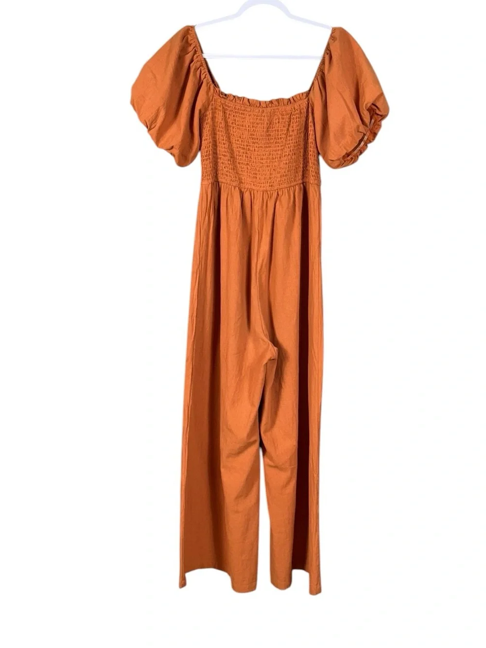 Womens Wide Leg Smocked Jumpsuit Romper Size 8 Coastal Bohemian Euro Summer - Picture 4 of 7